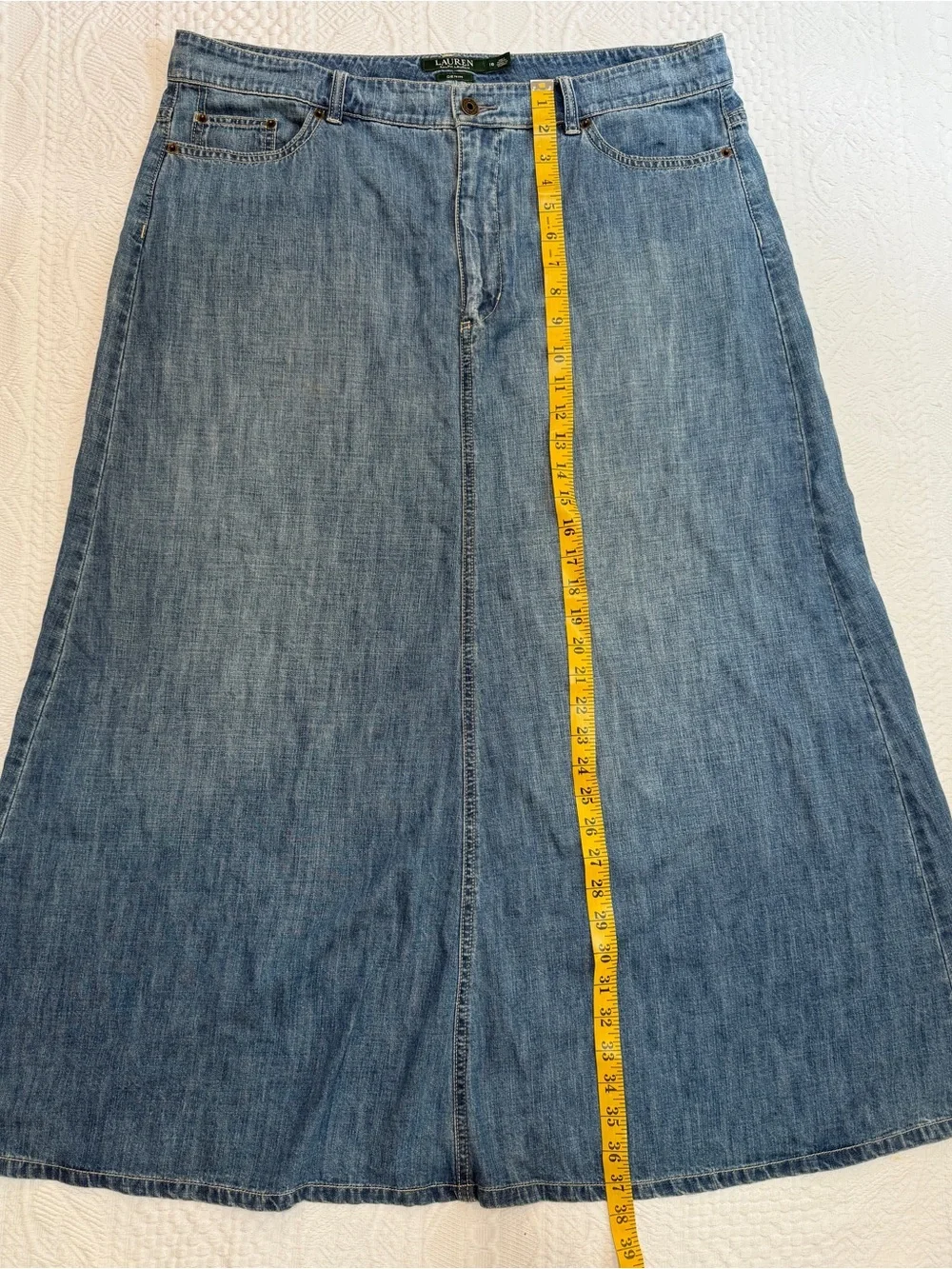 Vintage Lauren Ralph Lauren Denim Maxi Skirt Womens Size 16 Western Cottagecore